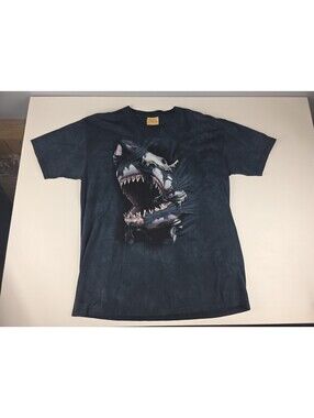 Vintage GREAT WHITE SHARK THE MOUNTAIN TIE-DYE T-Shirt XXL ocean beach nature
